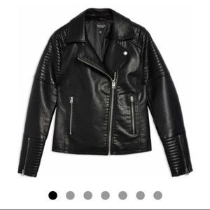 Top Shop faux leather ribbed moto jacket